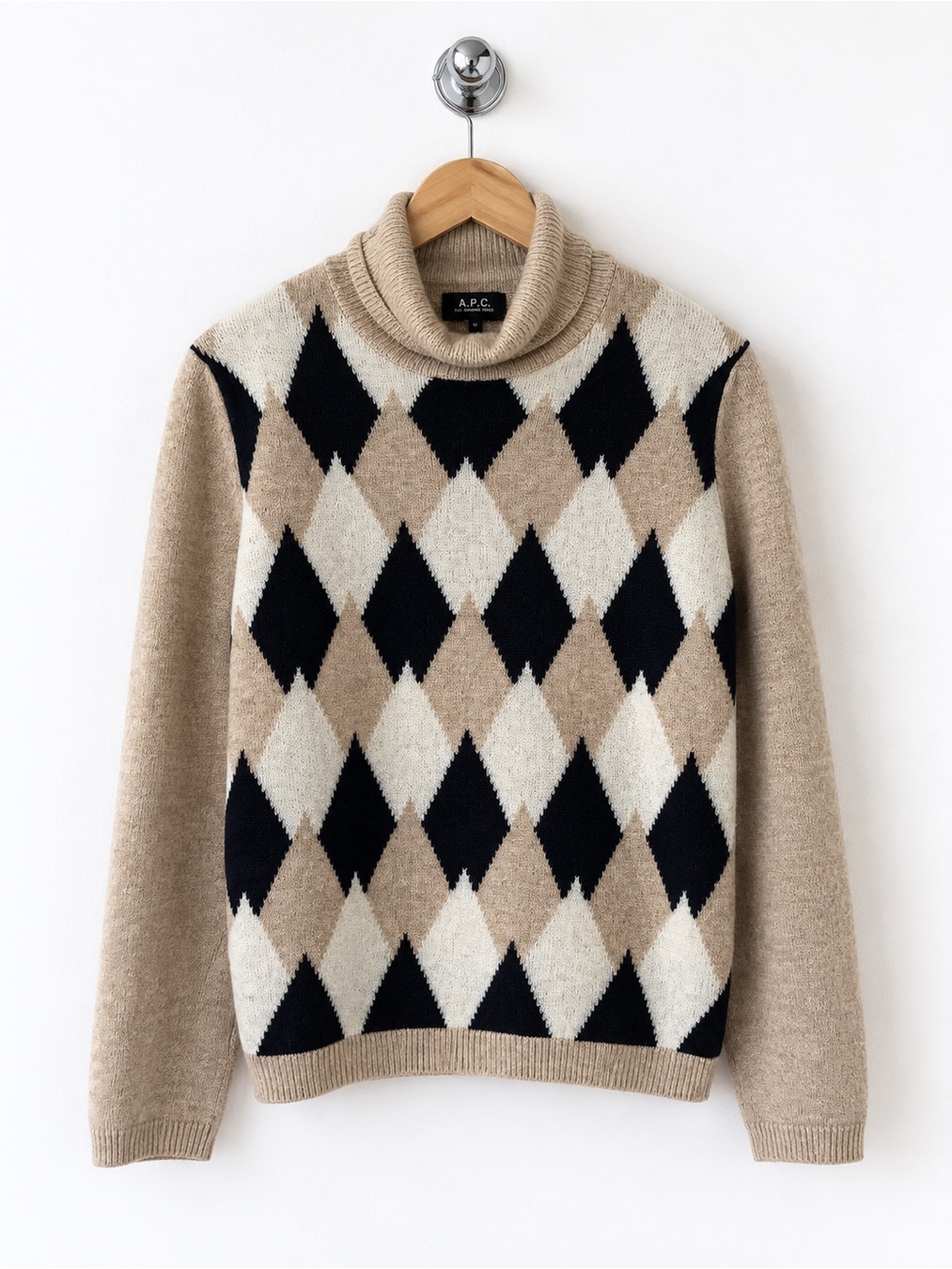 A.P.C July Argyle Turtleneck Sweater